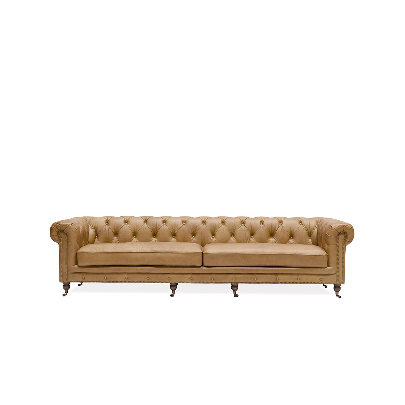 Stanhope Italian Leather Chesterfield - 4 Seat Camel gallery detail image
