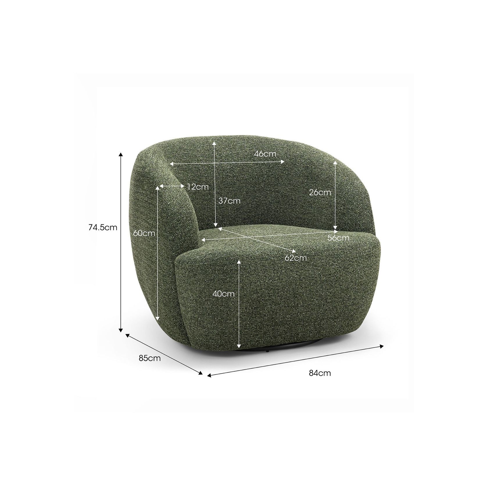 Cuddle Swivel Armchair | Moss Green gallery detail image