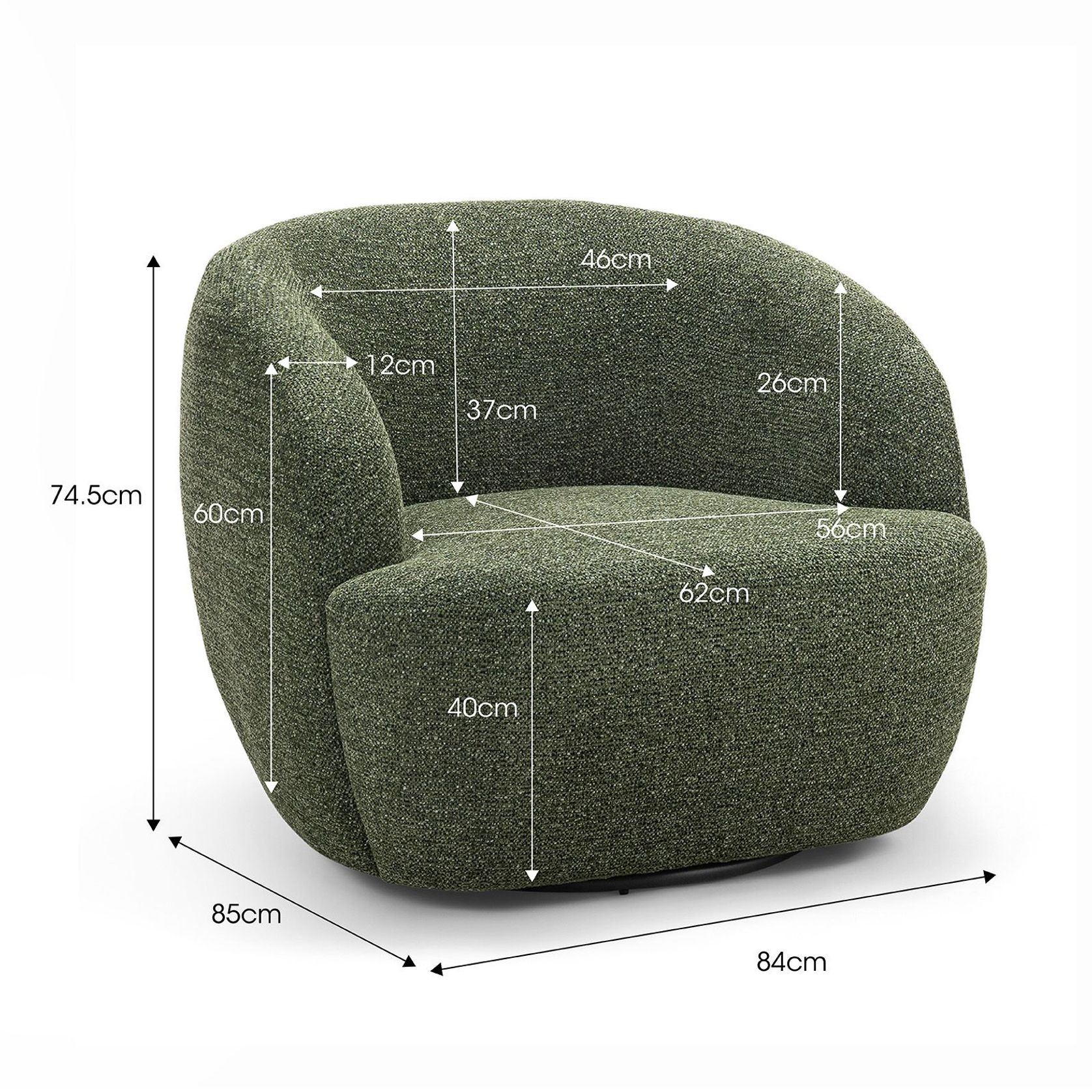 Cuddle Swivel Armchair | Moss Green gallery detail image