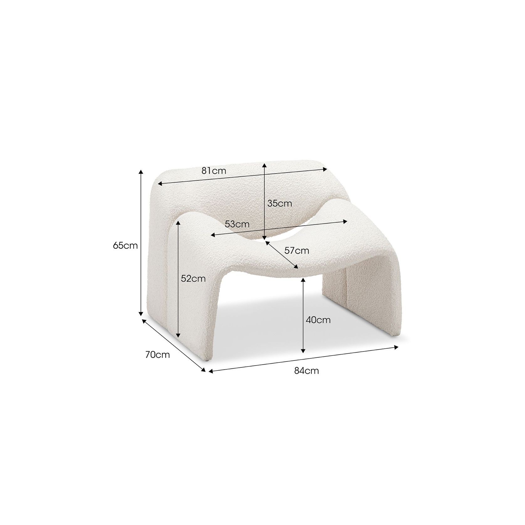 Wavee Groove Armchair | Cream Bouclé gallery detail image