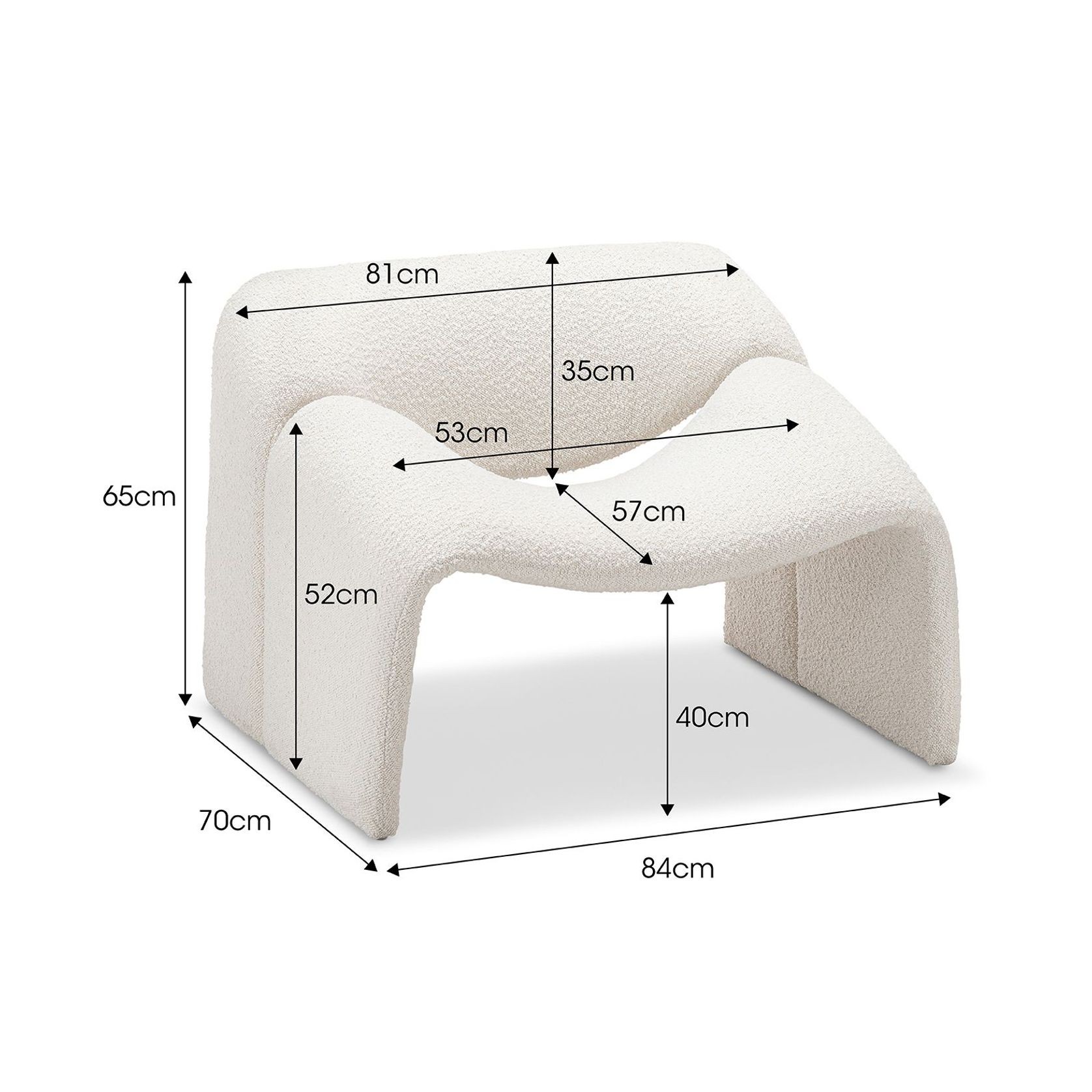 Wavee Groove Armchair | Cream Bouclé gallery detail image