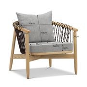 Tait Solid Ashwood Woven Rope Lounge Armchair | Natural & Grey gallery detail image