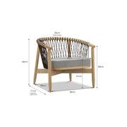 Tait Solid Ashwood Woven Rope Lounge Armchair | Natural & Grey gallery detail image