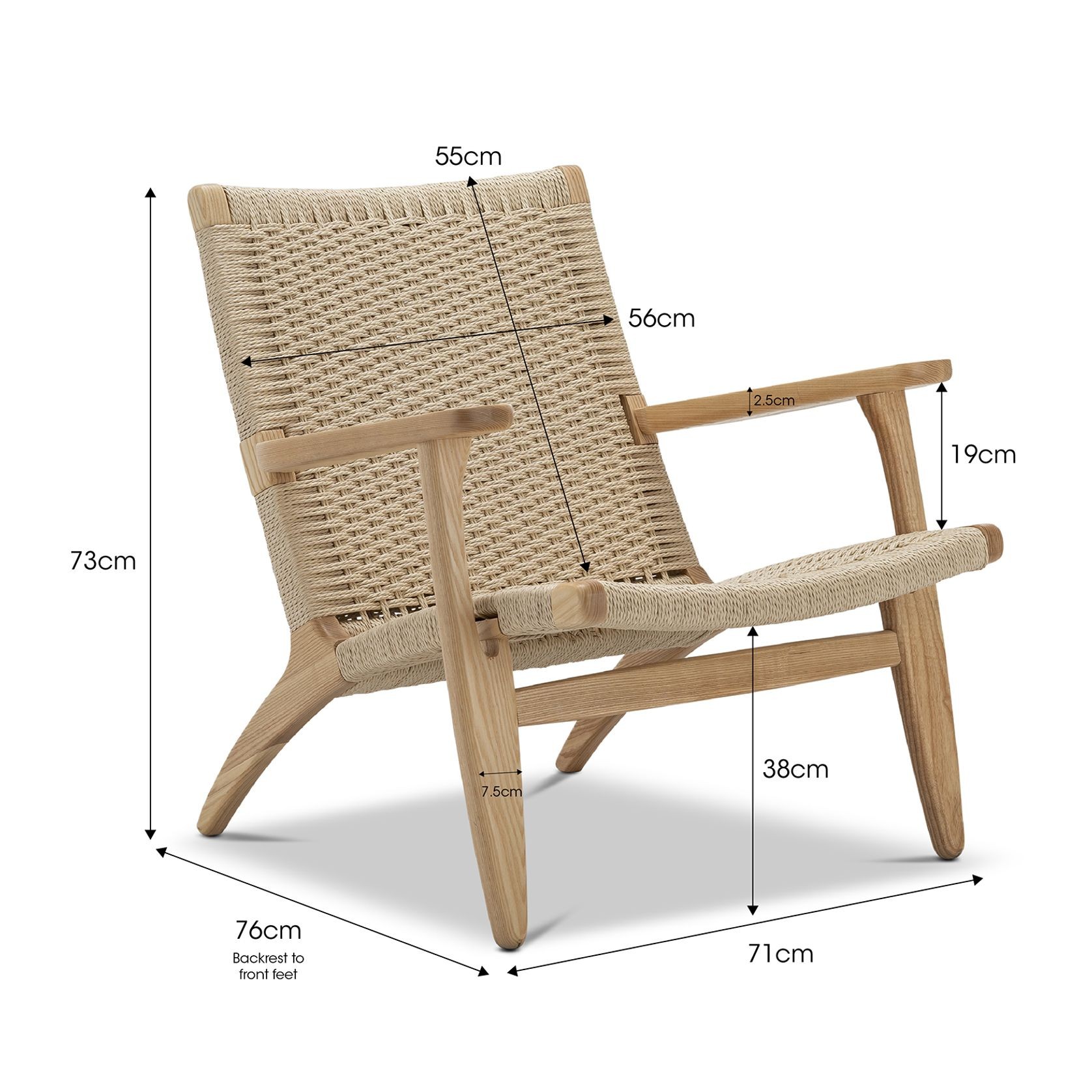 Miles Solid Ashwood Easy Lounge Chair | Natural gallery detail image