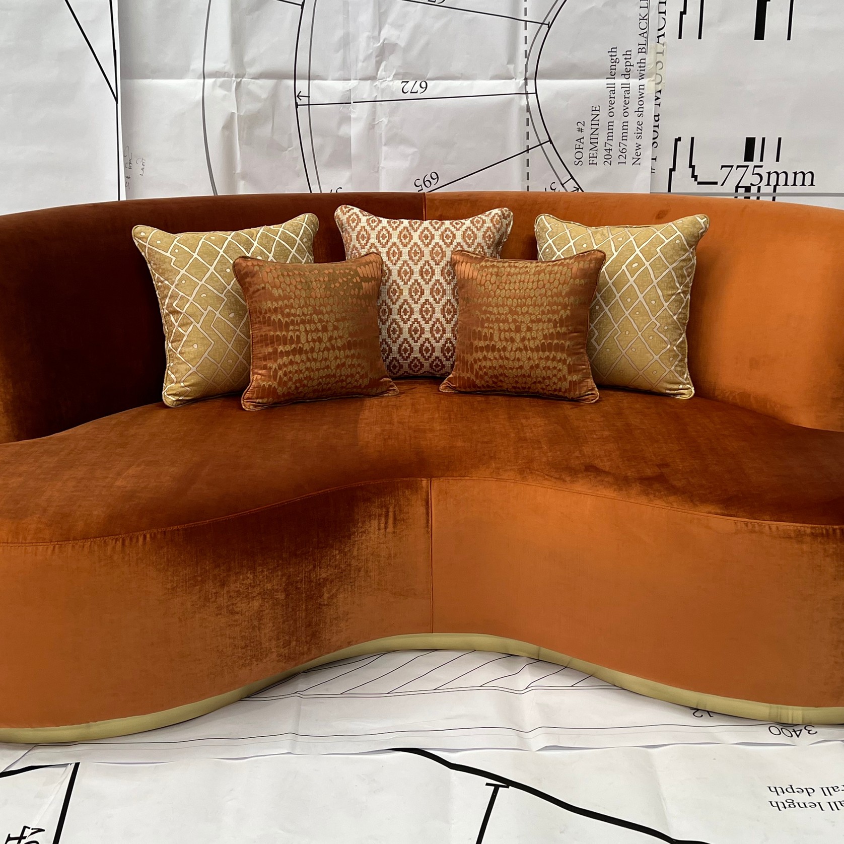 Mid Century Semi-Circle Curved Sofa gallery detail image