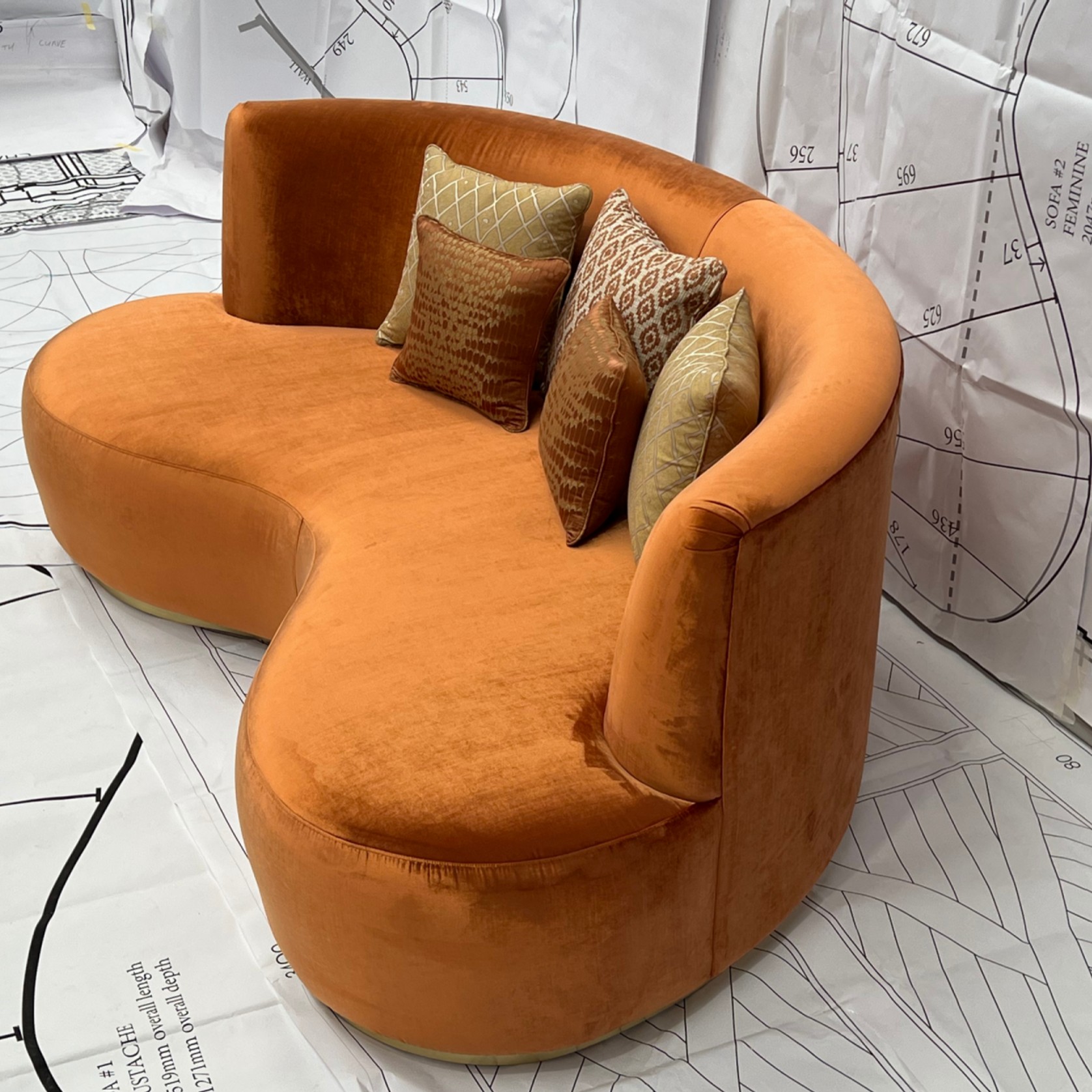 Mid Century Semi-Circle Curved Sofa gallery detail image