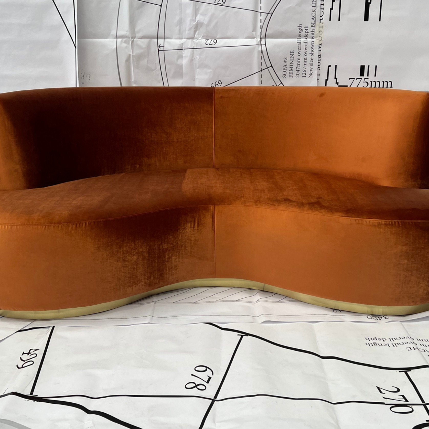 Mid Century Semi-Circle Curved Sofa gallery detail image