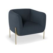 Belle Lounge Chair - Midnight Blue - Matt Black Legs gallery detail image