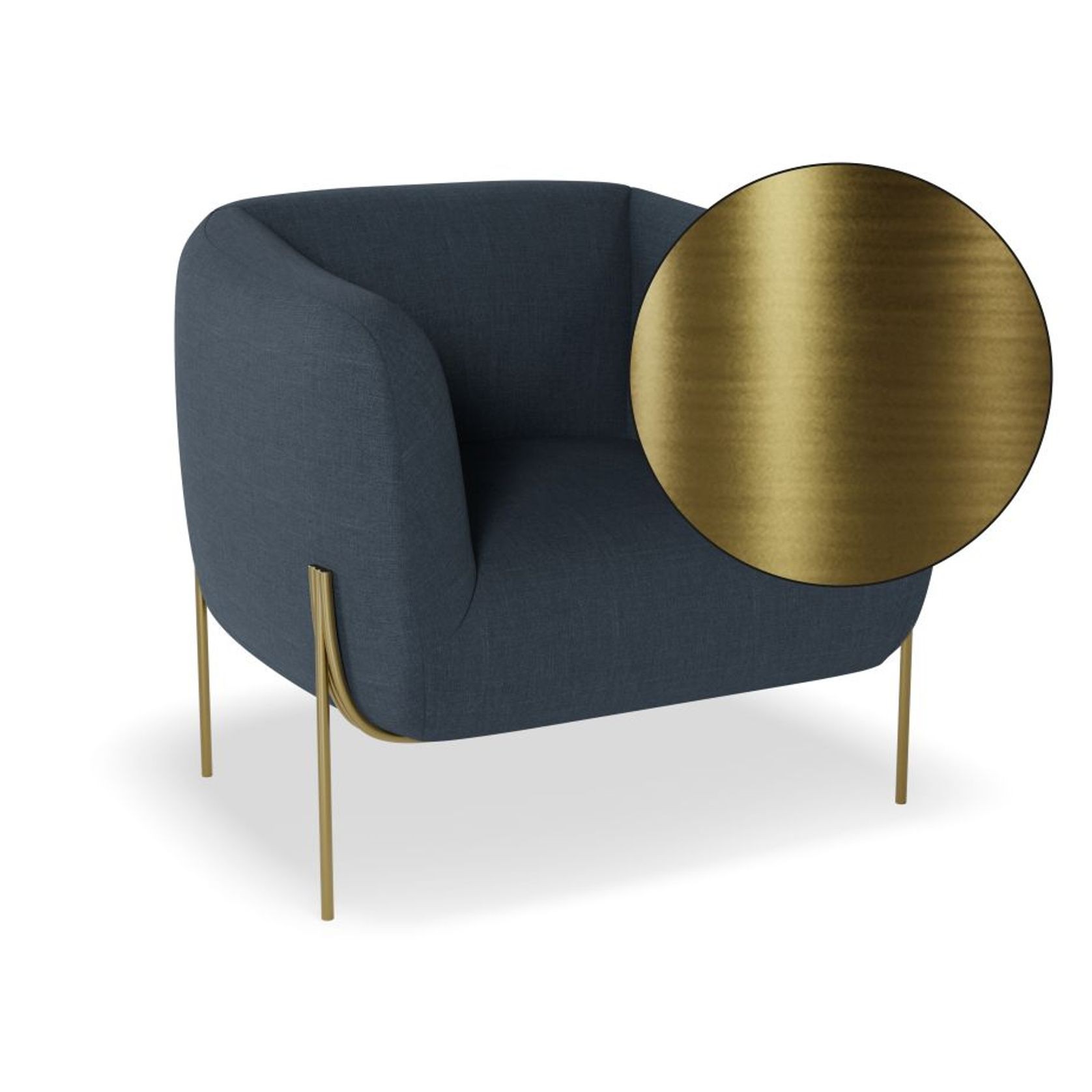 Belle Lounge Chair - Midnight Blue - Matt Black Legs gallery detail image
