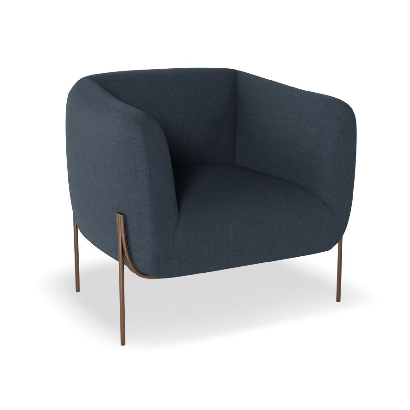 Belle Lounge Chair-Midnight Blue Brushed Matt Gold Legs gallery detail image