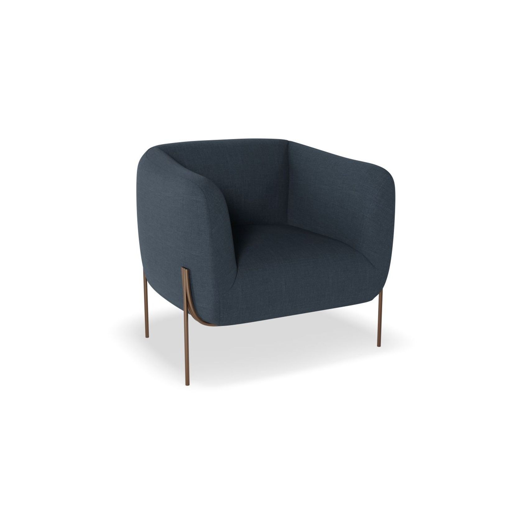 Belle Lounge Chair -Midnight Blue w Brushed Matt Bronze gallery detail image