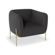 Belle Lounge Chair - Storm Grey -Brushed Matt Gold Legs gallery detail image