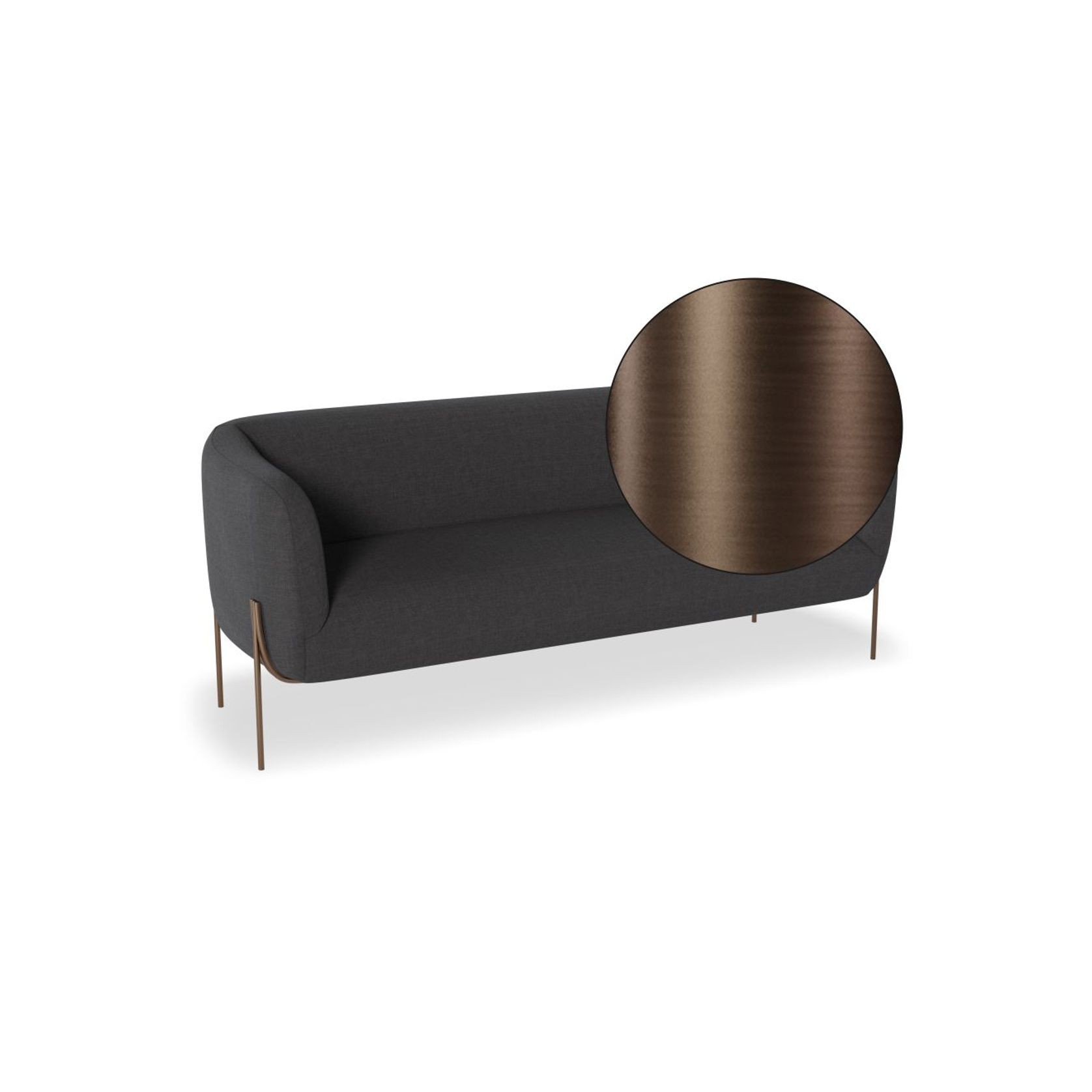 Belle 2.5 Seater Sofa -Storm Grey w Brushed Matt Bronze gallery detail image