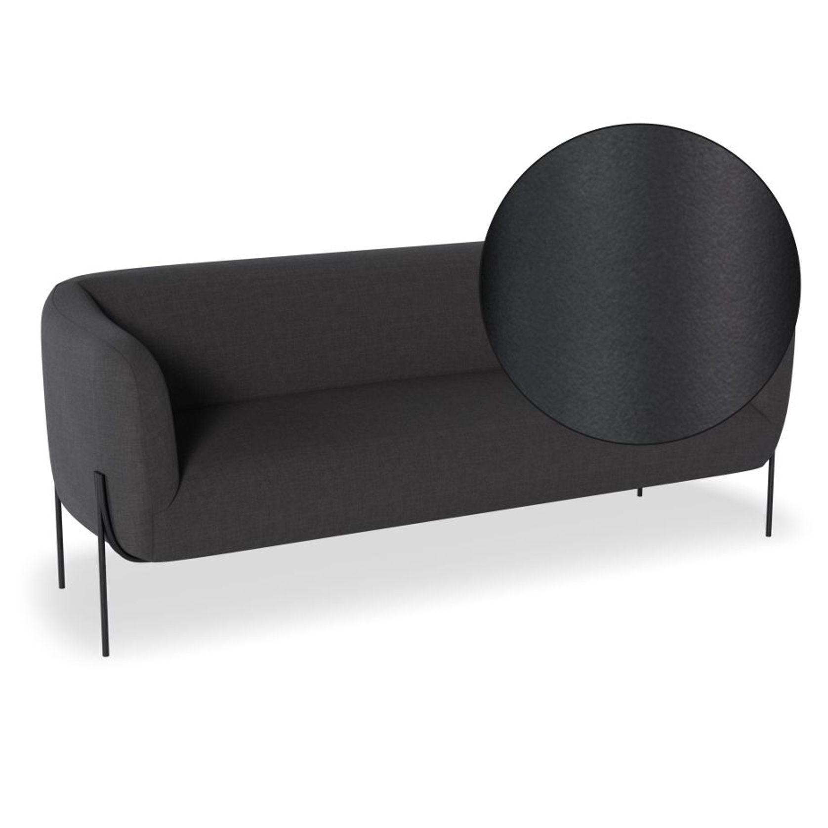 Belle 2.5 Seater Sofa - Storm Grey - Matt Black Legs gallery detail image