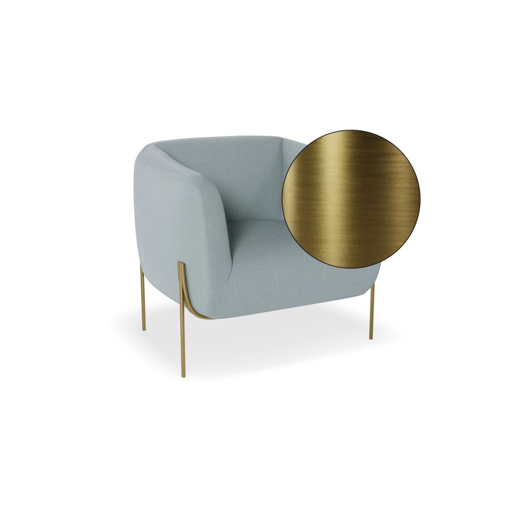 Belle Lounge Chair - Sky Blue - Brushed Matt Gold Legs gallery detail image