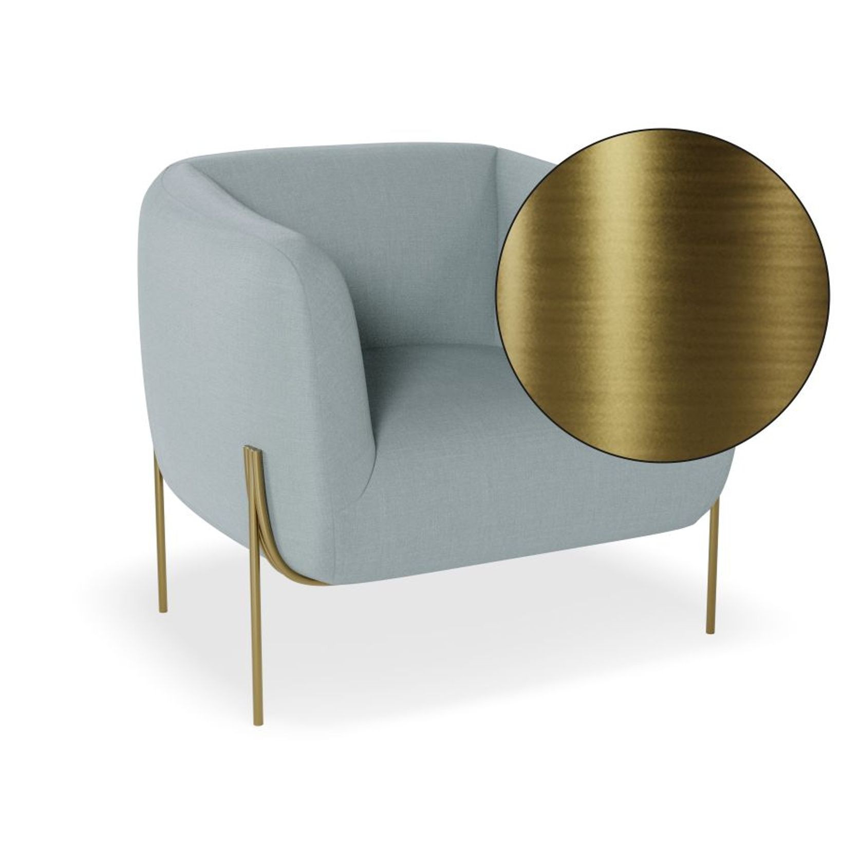 Belle Lounge Chair - Sky Blue -Brushed Matt Bronze Legs gallery detail image