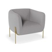 Belle Lounge Chair - Cloud Grey- Brushed Matt Gold Legs gallery detail image