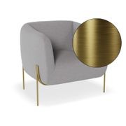 Belle Lounge Chair - Cloud Grey- Brushed Matt Gold Legs gallery detail image