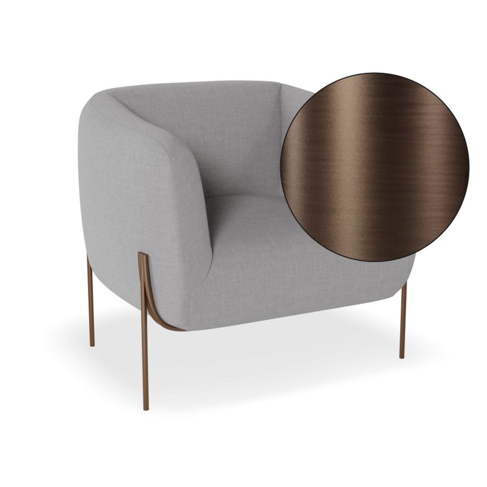 Belle Lounge Chair - Cloud Grey- Brushed Matt Gold Legs gallery detail image