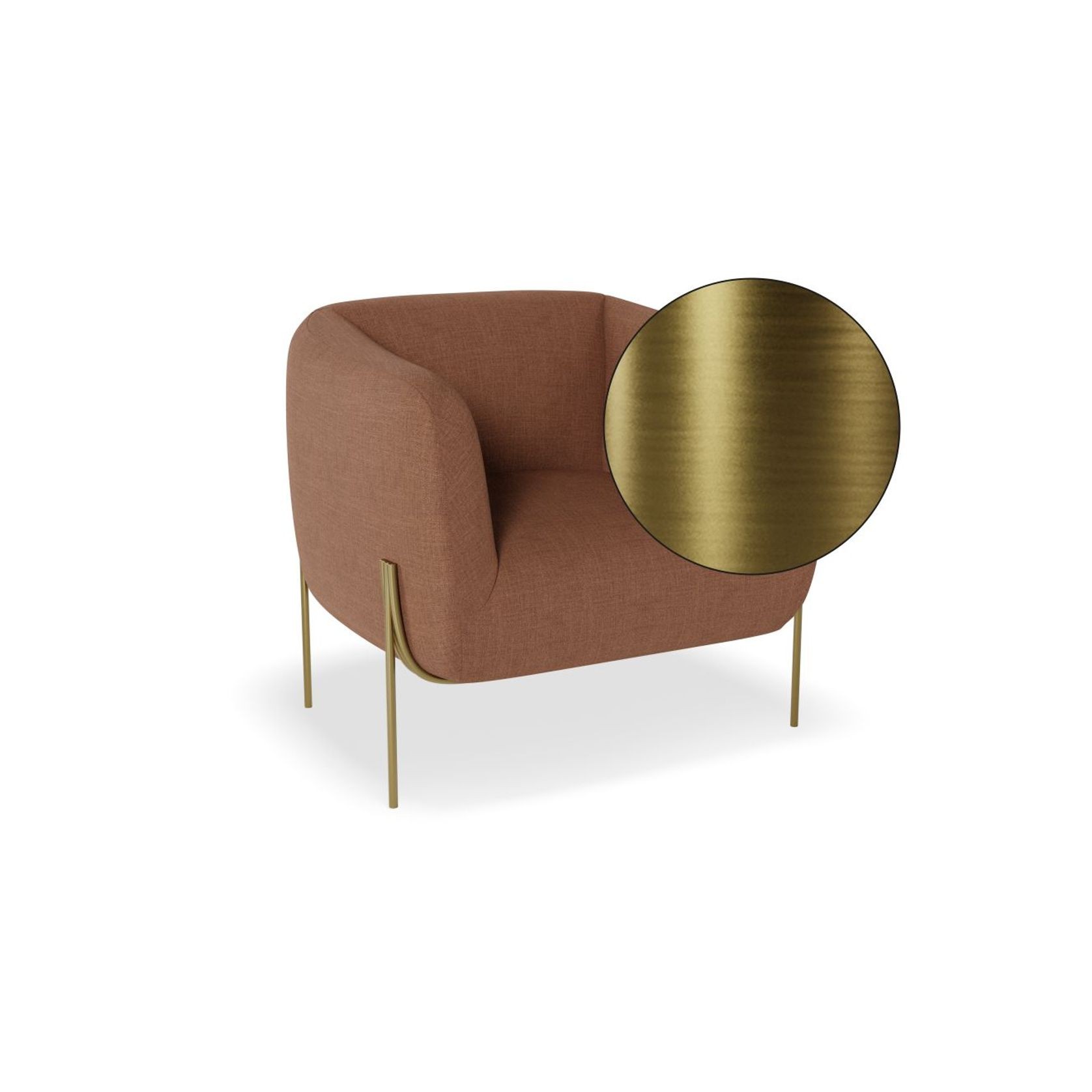 Belle Lounge Chair - Terracotta Rust - Brushed Matt Gold Legs gallery detail image