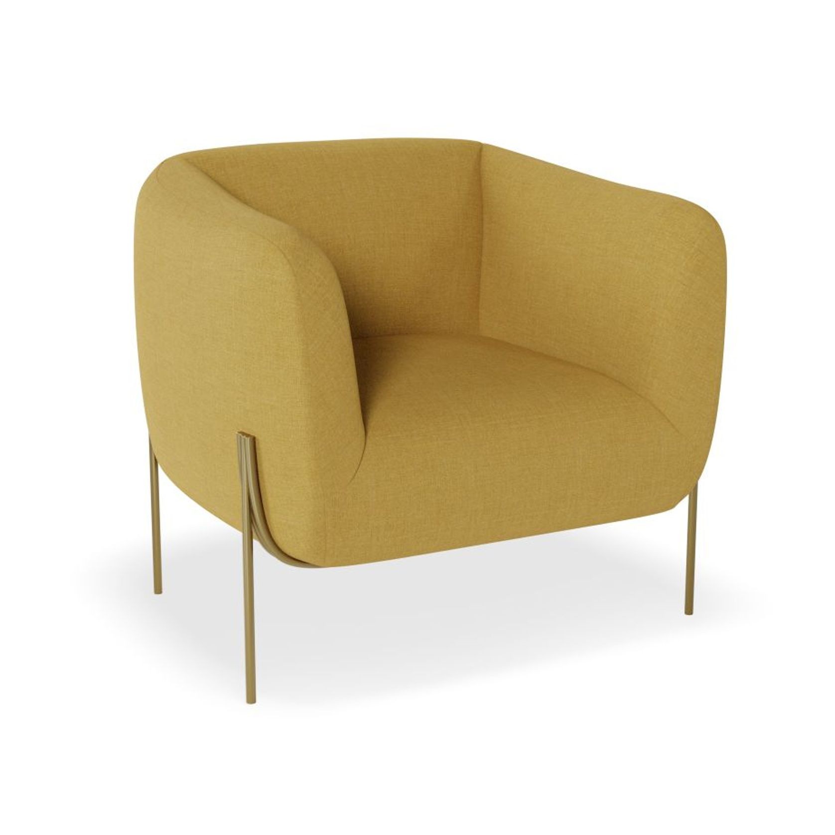 Belle Lounge Chair - Tuscan Yellow - Brushed Matt Gold Legs gallery detail image