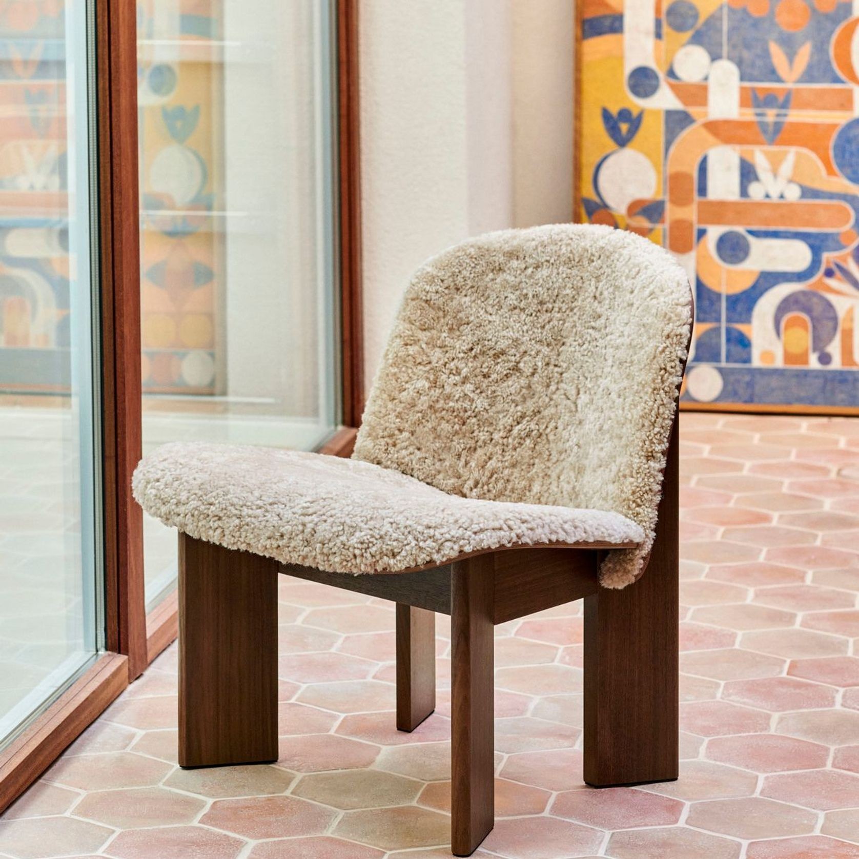 Chisel Lounge Chair Front Upholstered Walnut gallery detail image
