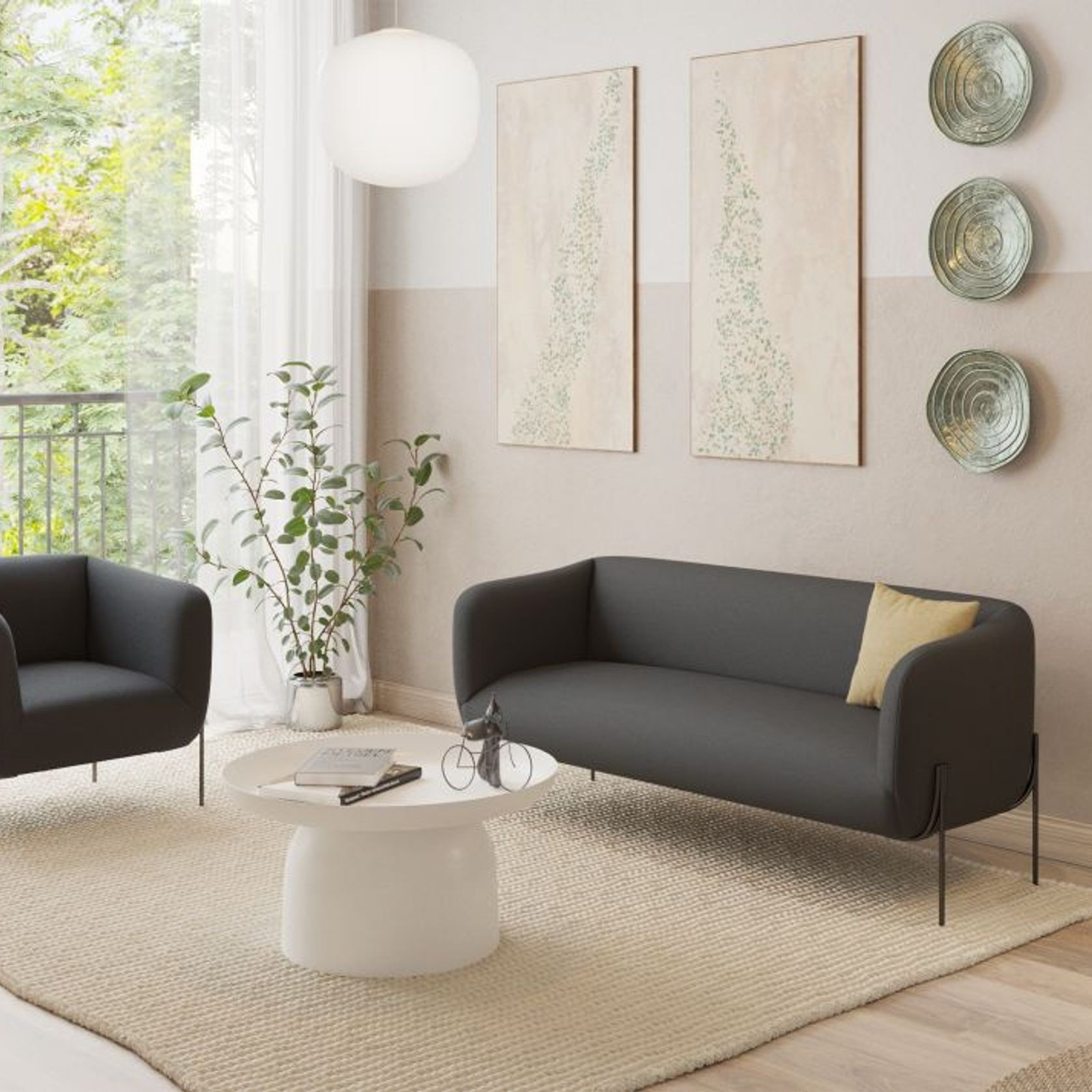 Belle Lounge Chair -Storm Grey Brushed Matt Bronze Legs gallery detail image