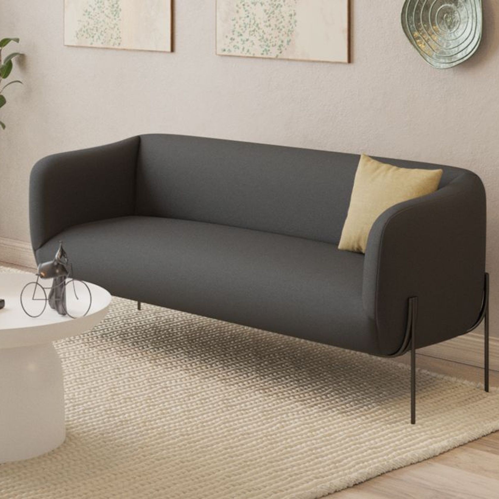 Belle 2.5 Seater Sofa -Storm Grey w Brushed Matt Bronze gallery detail image