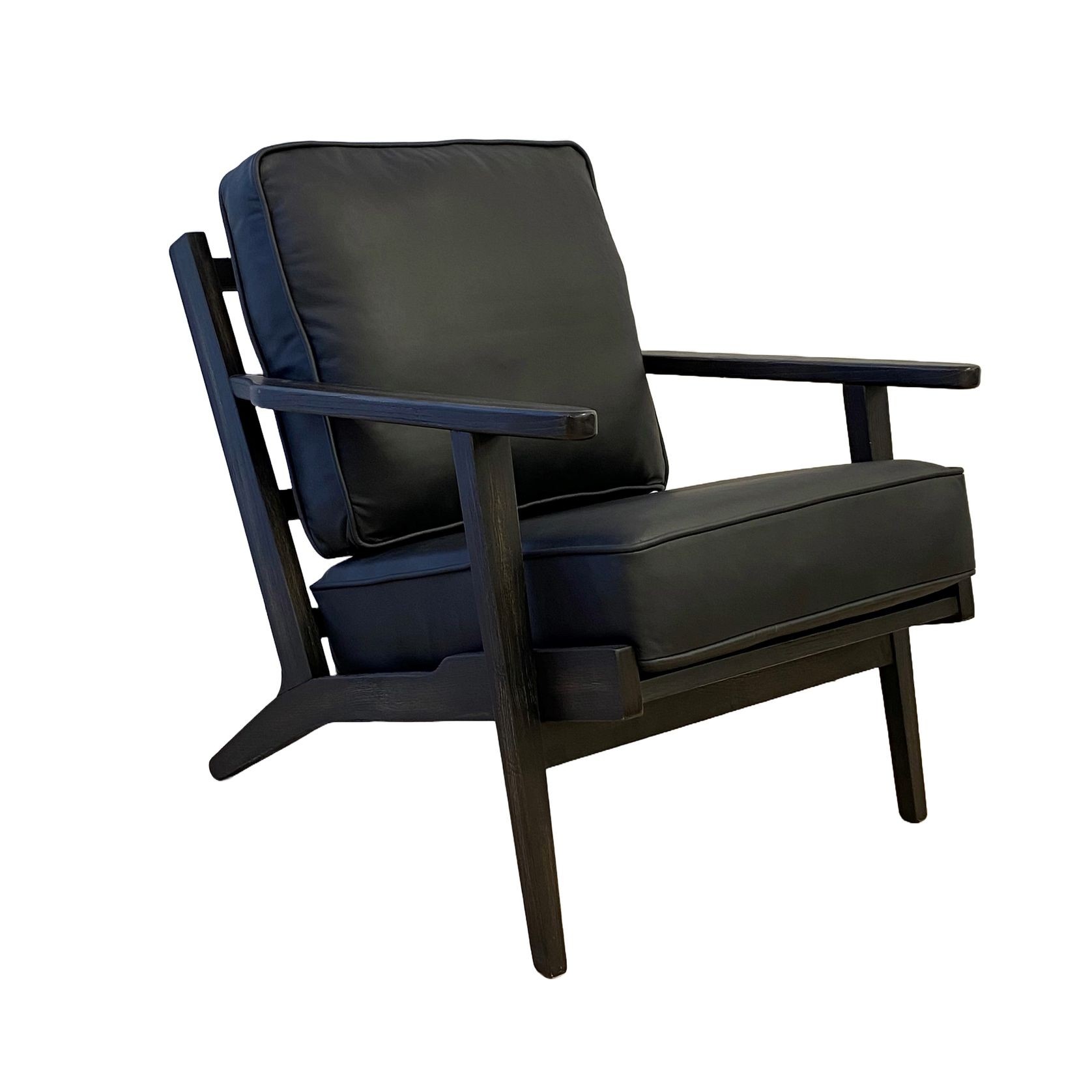 Lodge Armchair - Black Leather | Vintage Black Frame gallery detail image