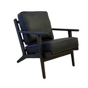 Lodge Armchair - Black Leather | Vintage Black Frame gallery detail image