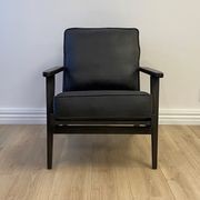 Lodge Armchair - Black Leather | Vintage Black Frame gallery detail image