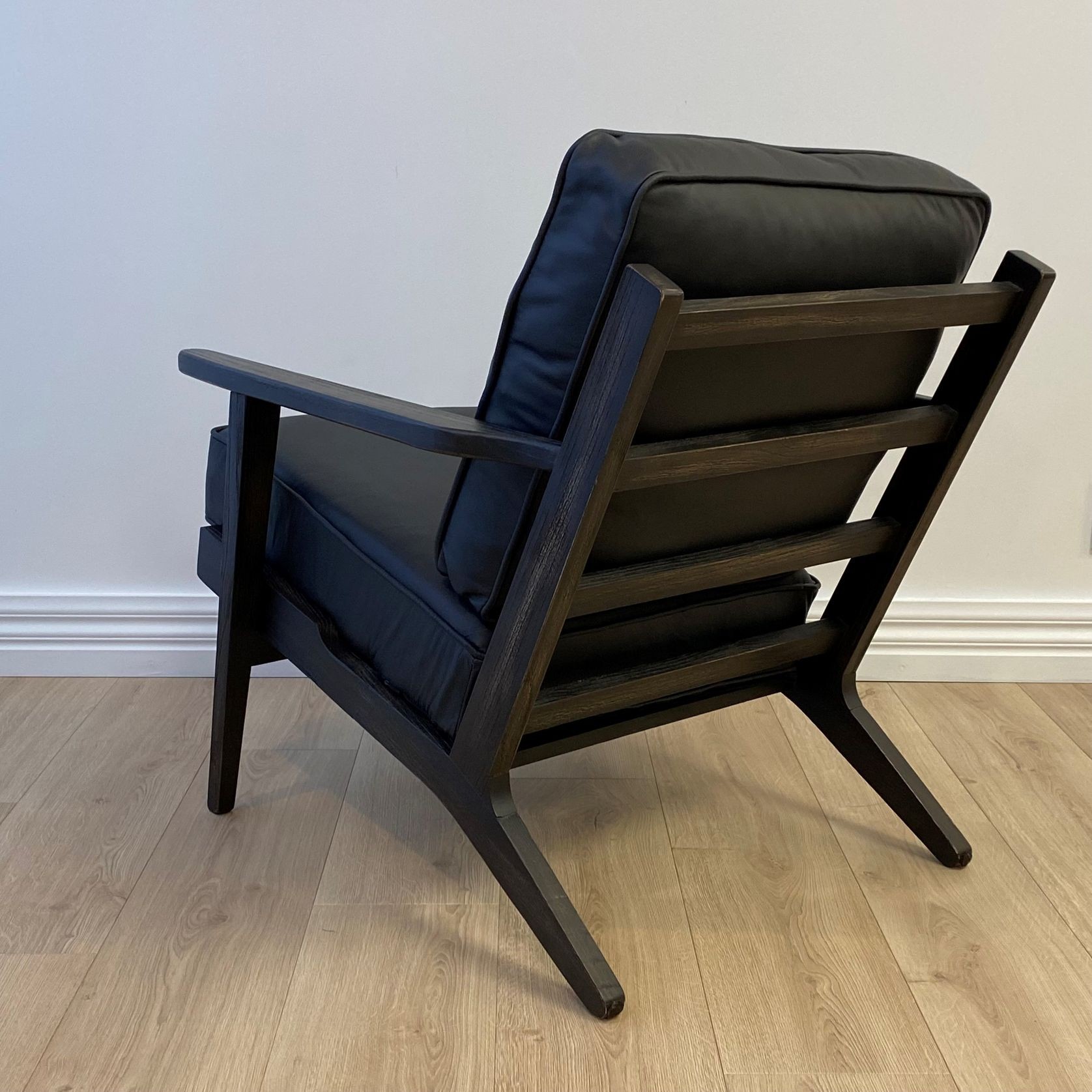 Lodge Armchair - Black Leather | Vintage Black Frame gallery detail image