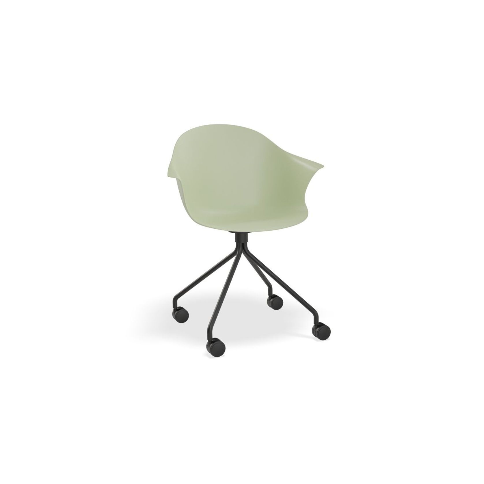 Pebble Armchair Mint Green with Shell Seat - Swivel Base with Castors gallery detail image