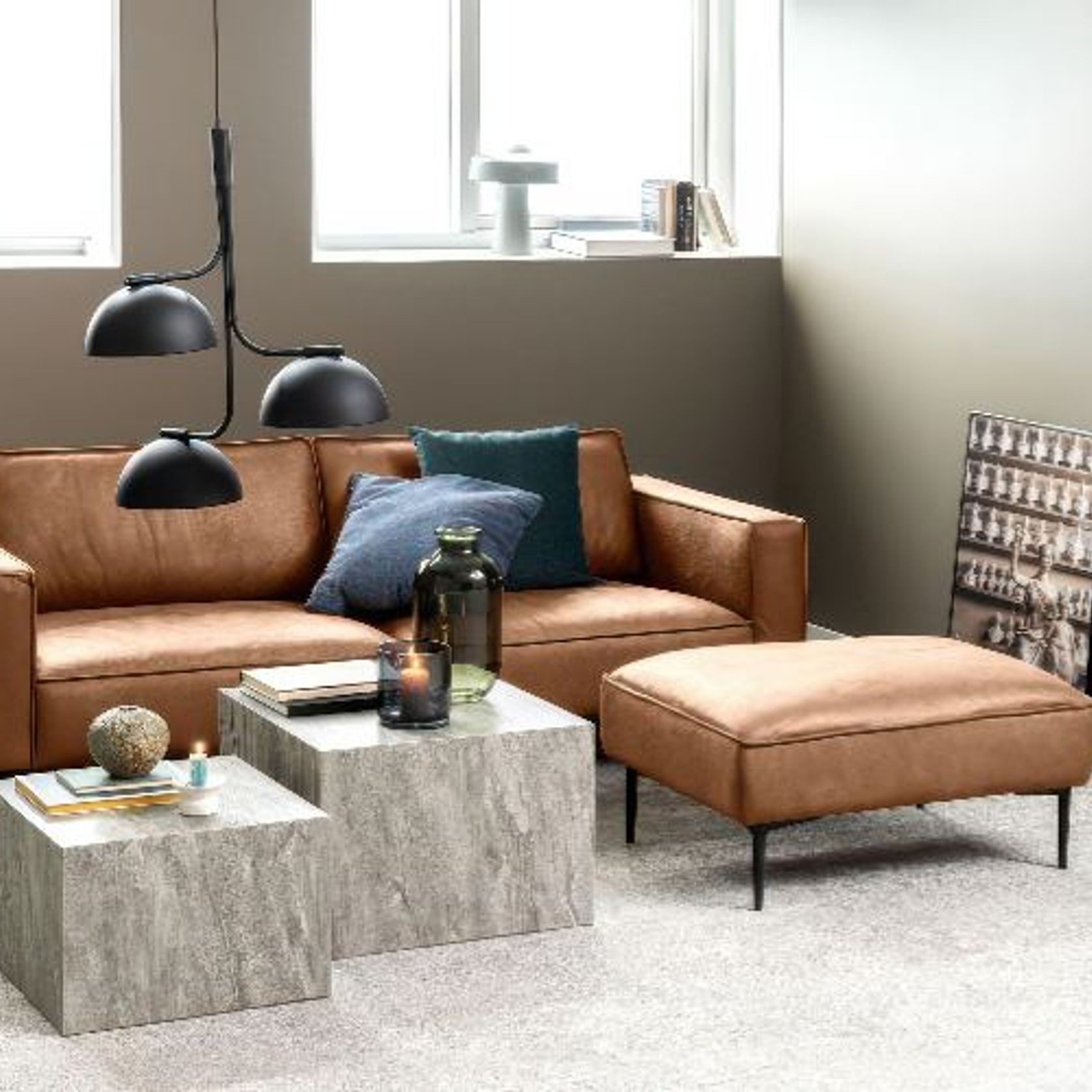 Enzo 3 Seat Sofa - Leather Mix gallery detail image