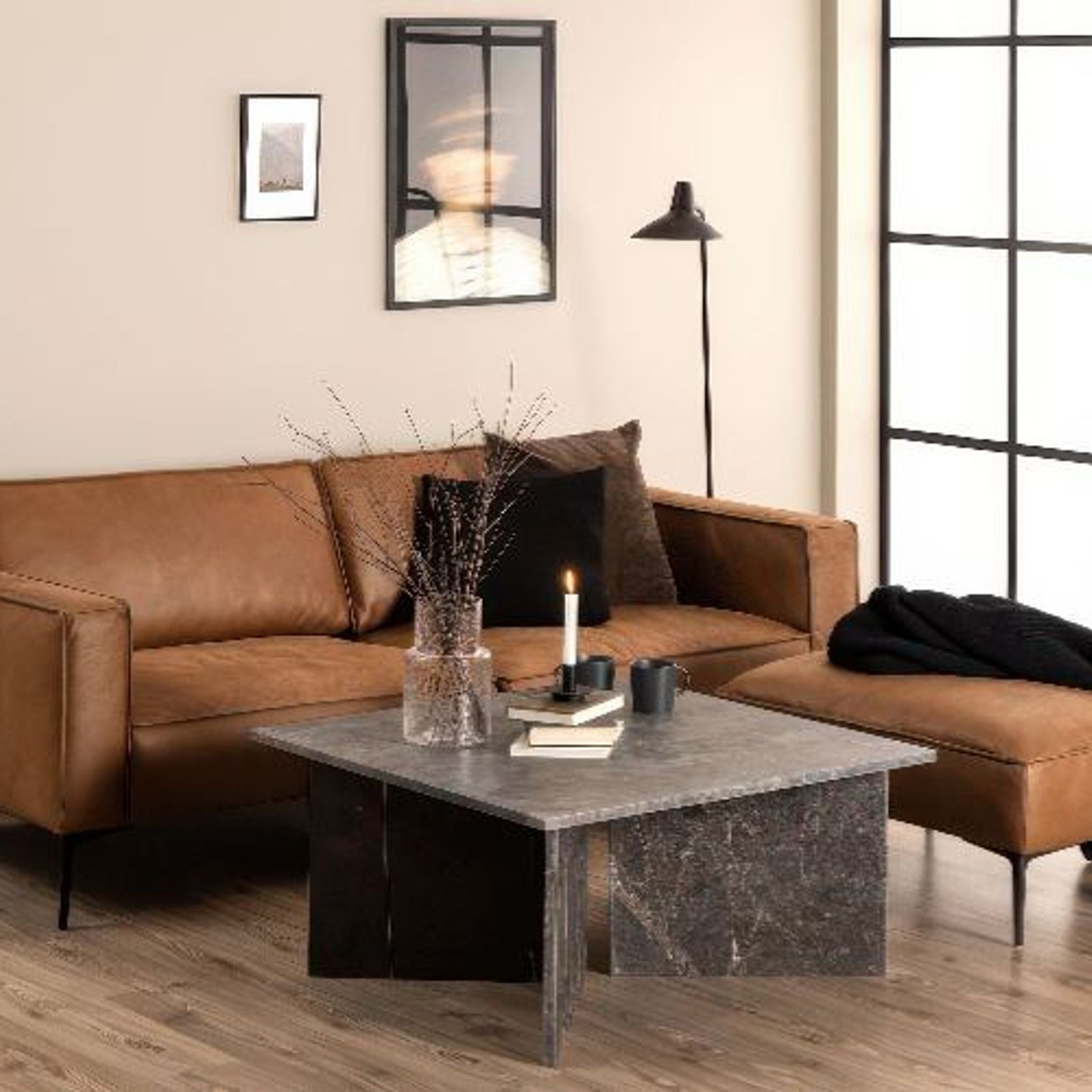 Enzo 3 Seat Sofa - Leather Mix gallery detail image