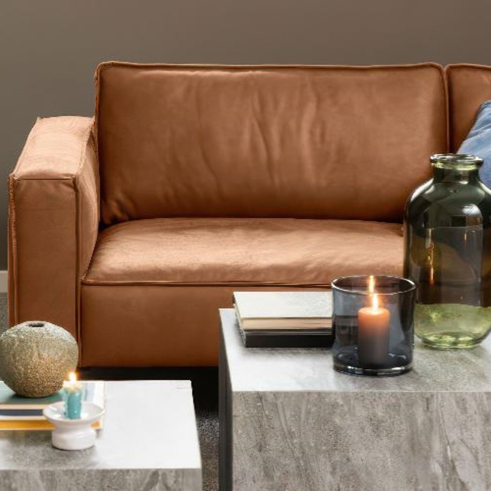 Enzo 3 Seat Sofa - Leather Mix gallery detail image