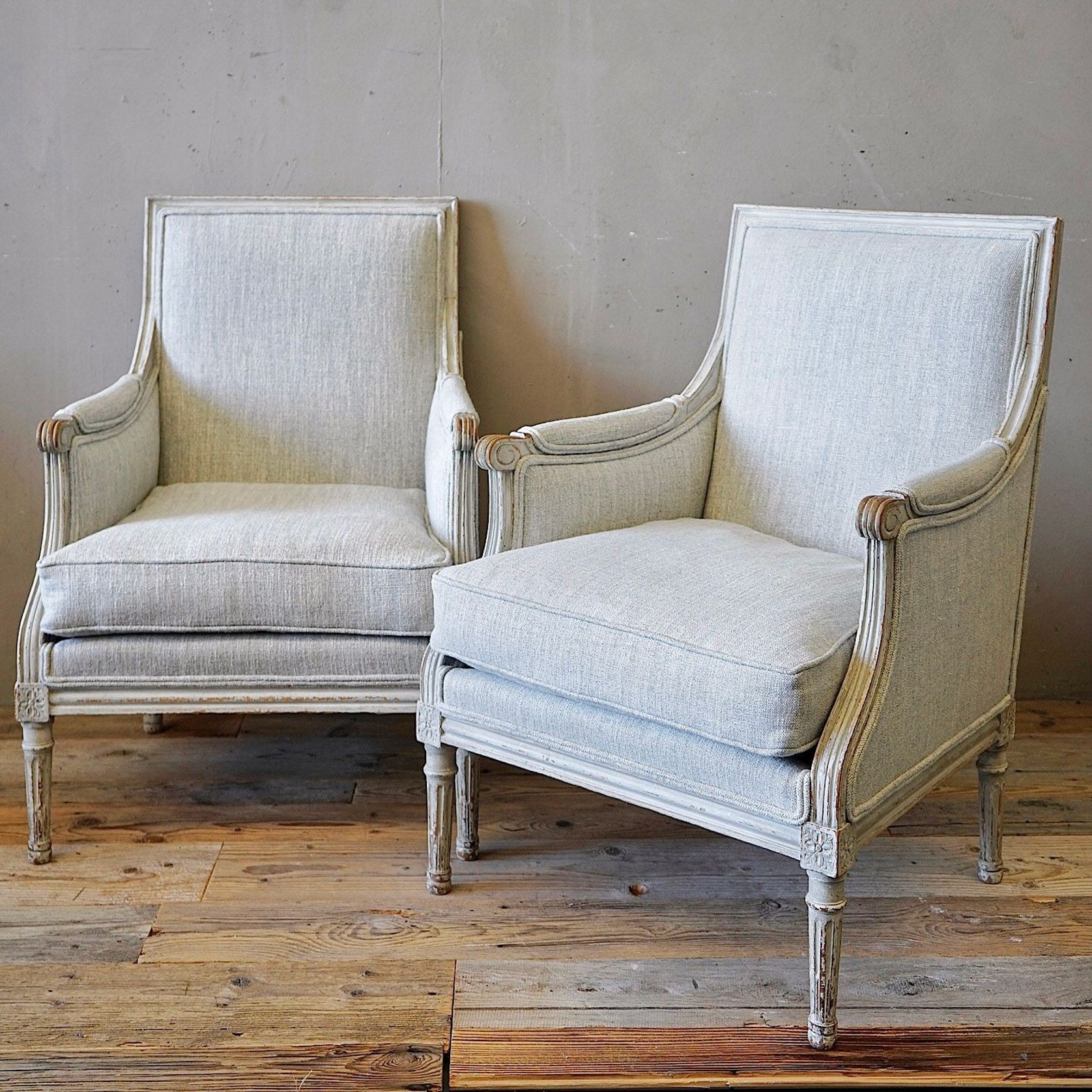 French Louis XVI Painted Armchairs (Pair) gallery detail image