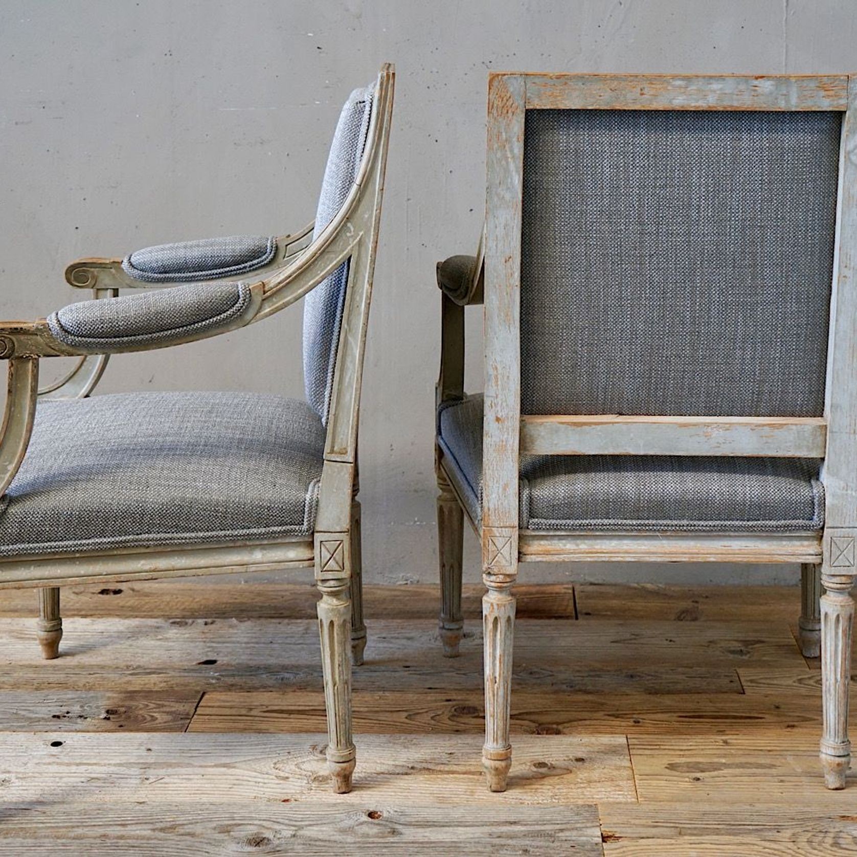 French Louis XVI Painted Armchairs (Pair) gallery detail image