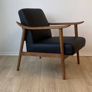 Spencer Mid-Century Leather Chair | Black gallery detail image