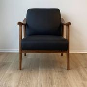 Spencer Mid-Century Leather Chair | Black gallery detail image
