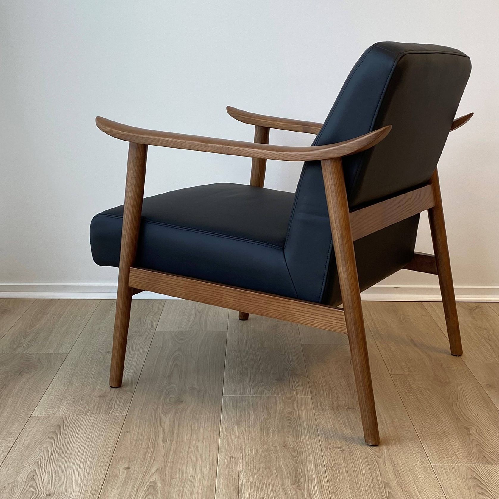 Spencer Mid-Century Leather Chair | Black gallery detail image
