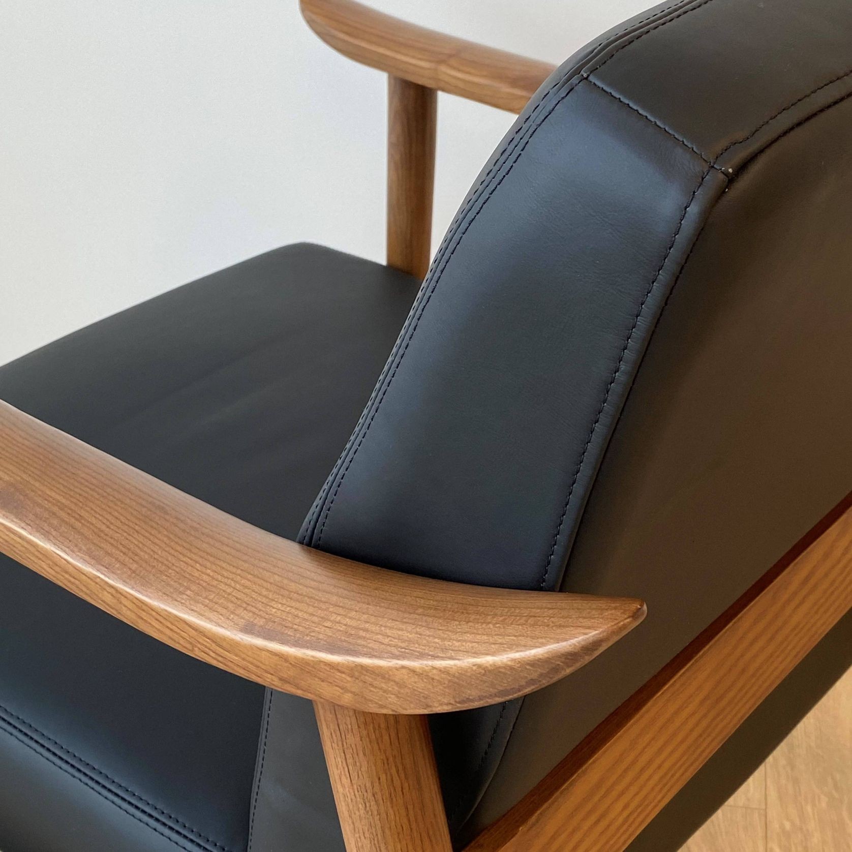 Spencer Mid-Century Leather Chair | Black gallery detail image