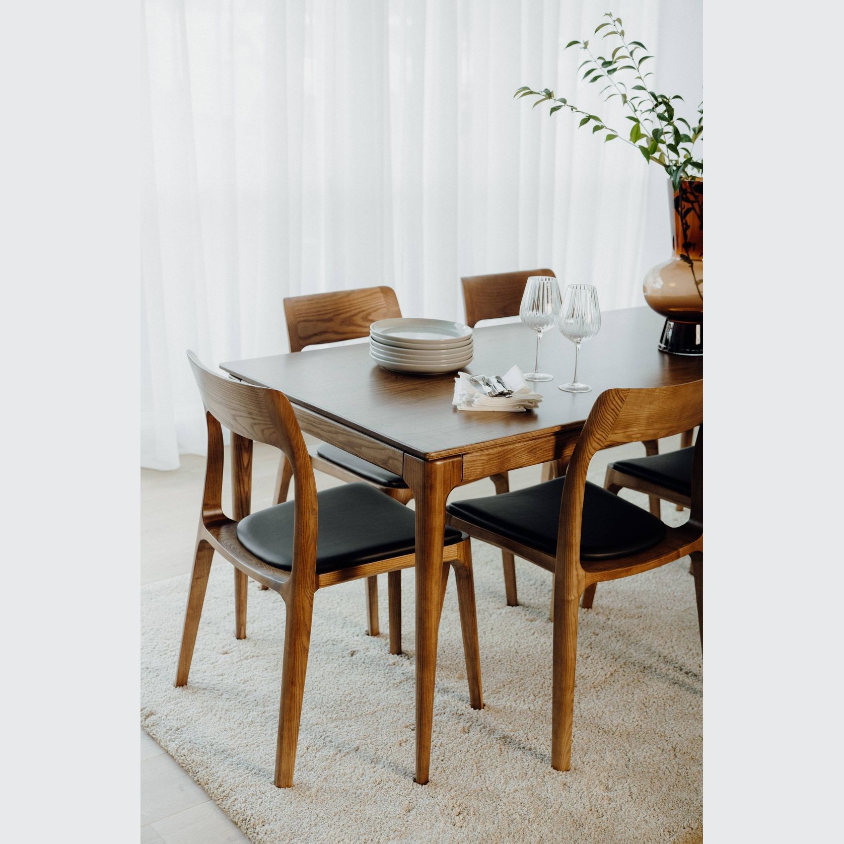 Ashton Leather Dining Chair | Black gallery detail image