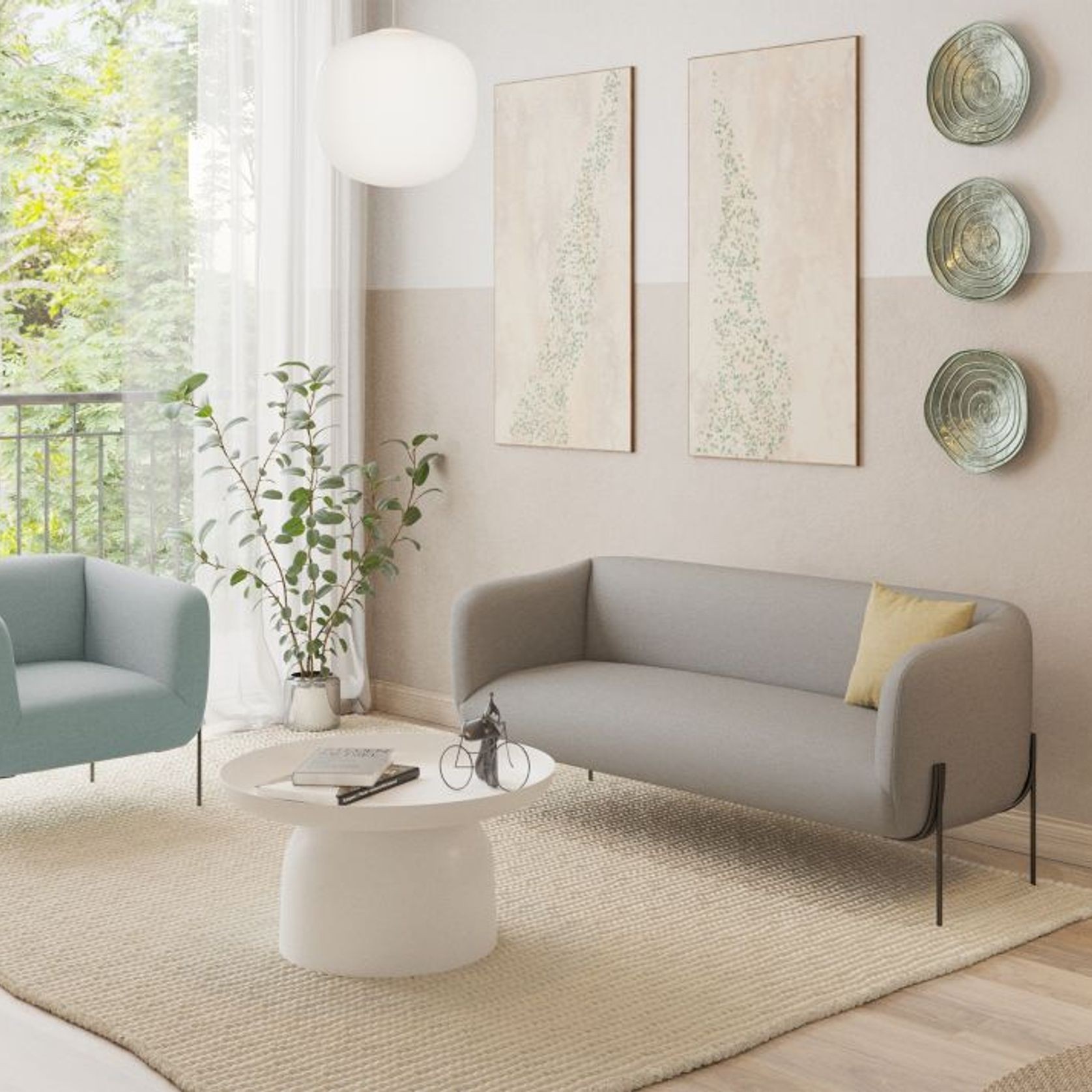 Belle Lounge Chair - Sky Blue - Brushed Matt Gold Legs gallery detail image