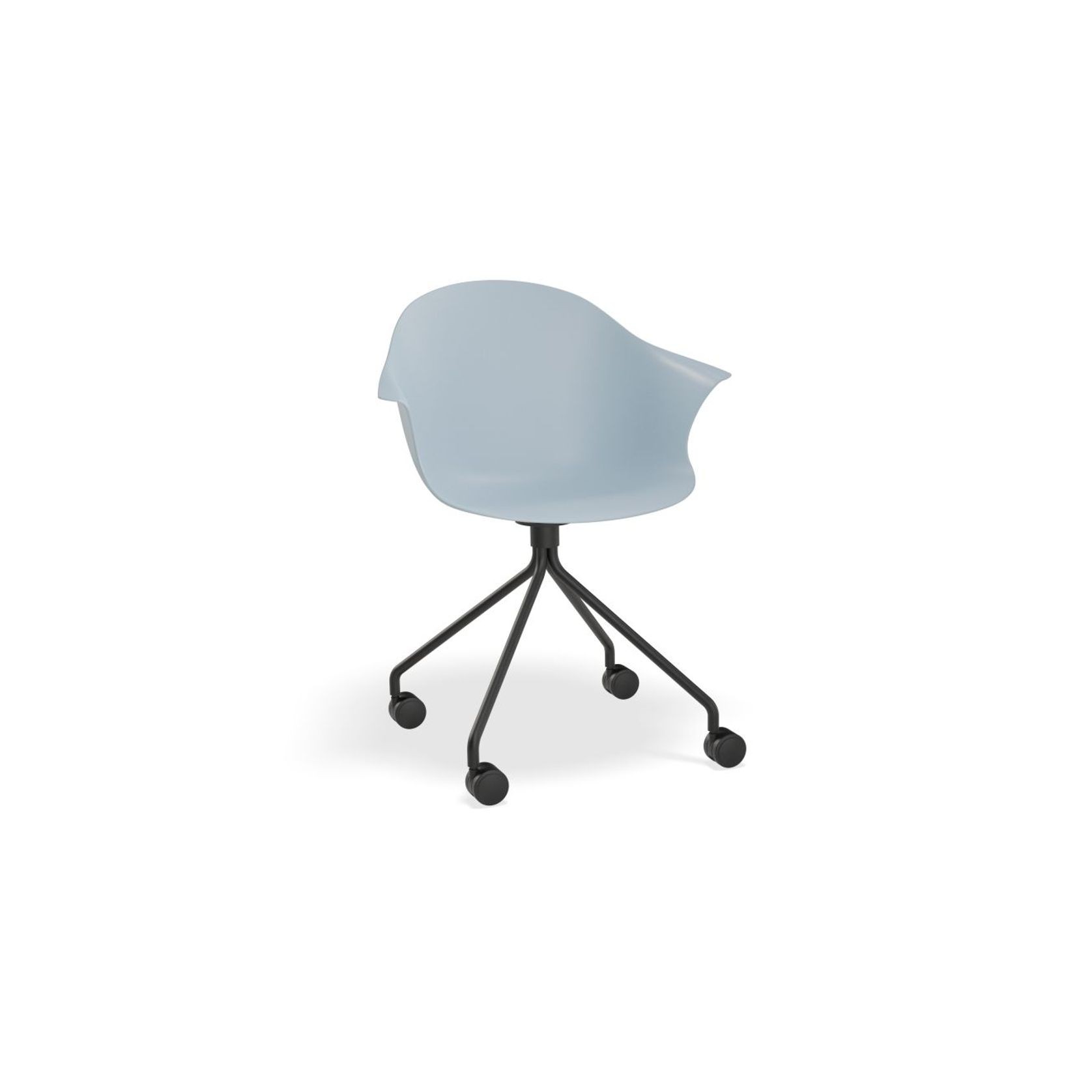 Pebble Armchair Pale Blue with Shell Seat - Pyramid Fixed Base with Castors gallery detail image