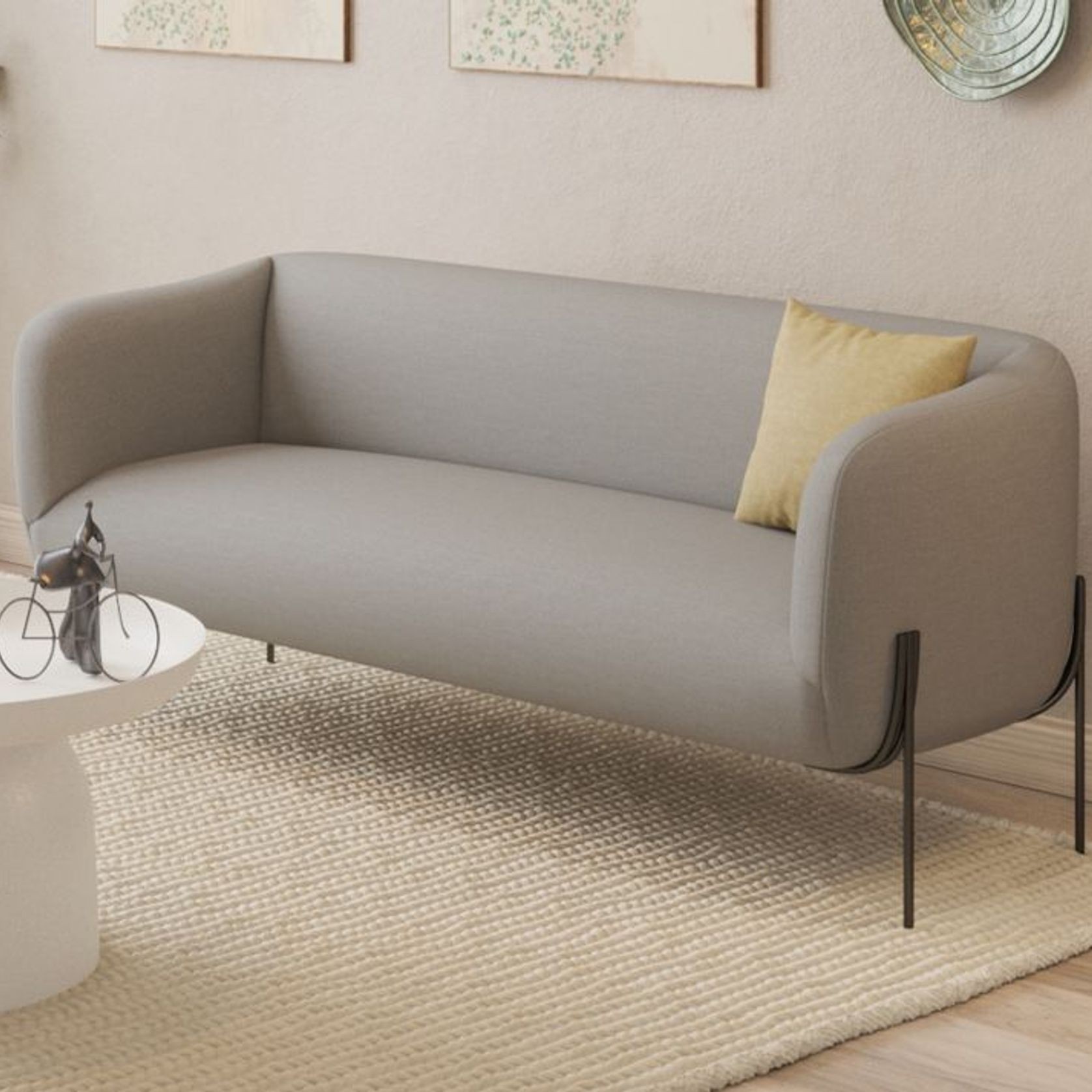 Belle 2.5 Seater Sofa -Cloud Grey w Brushed Matt Bronze gallery detail image