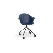 Pebble Armchair Navy Blue with Shell Seat - Pyramid Fixed Base with Castors gallery detail image