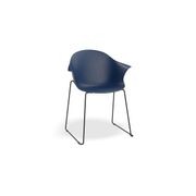 Pebble Armchair Navy Blue with Shell Seat - Natural Beechwood Base gallery detail image