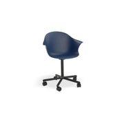 Pebble Armchair Navy Blue with Shell Seat - 4 Post Base with White Legs gallery detail image