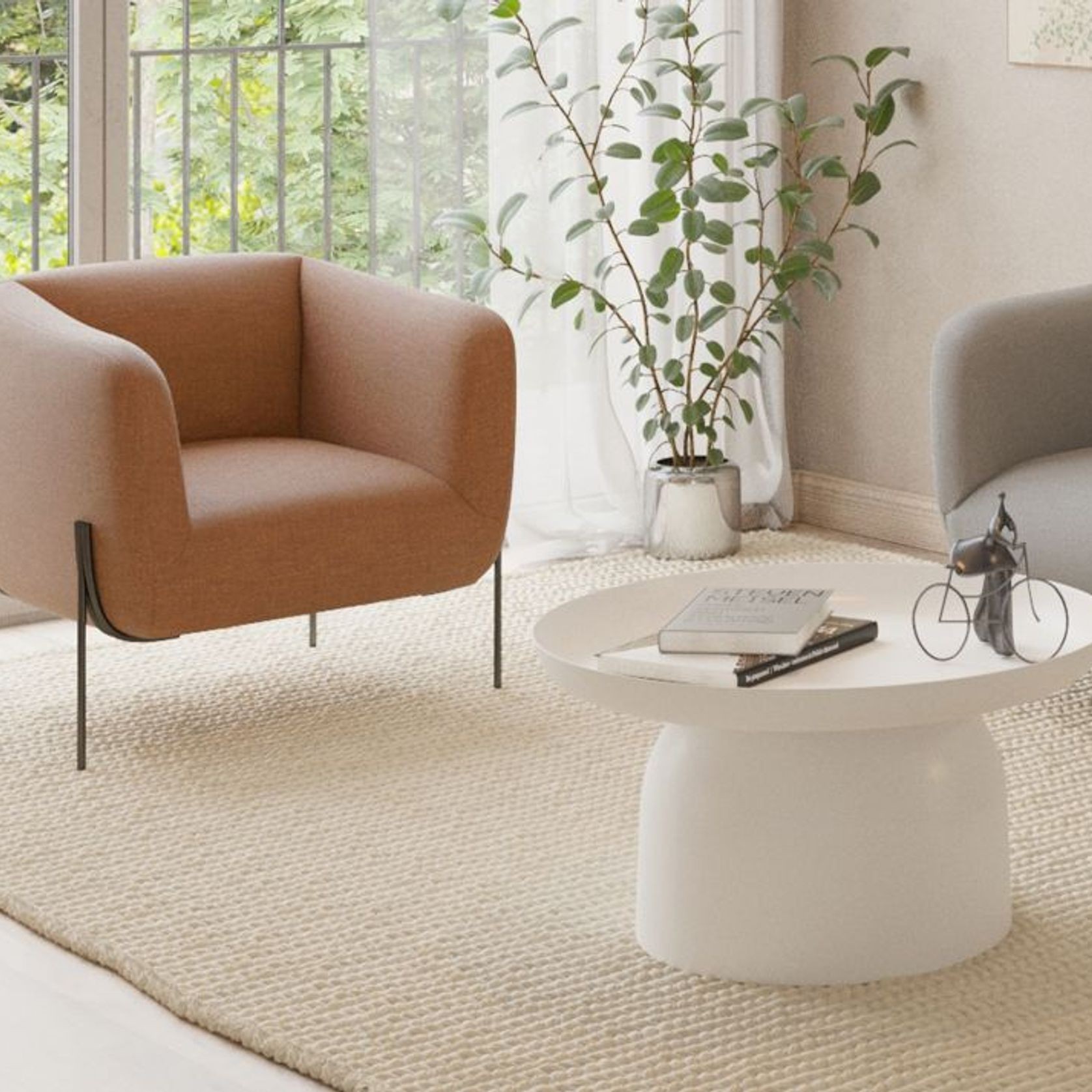 Belle Lounge Chair - Terracotta Rust - Brushed Matt Gold Legs gallery detail image